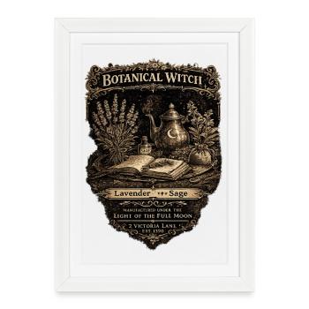 Sorcière botanique : Lavender Sage Vintage - Affiche encadrée (27 × 37 cm) - blanc - Devant
