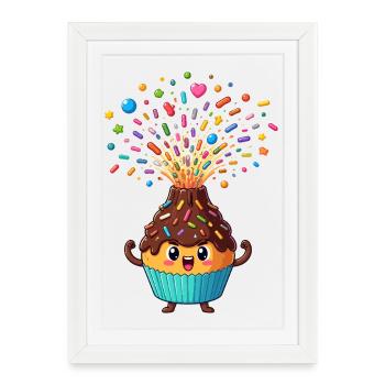 Explosion colorée de cupcakes - Affiche encadrée (27 × 37 cm) - blanc - Devant
