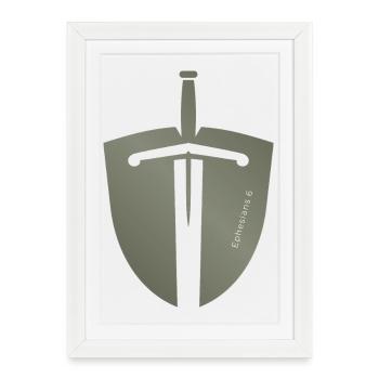 Épée et bouclier chrétiens fermes Éphésiens6 - Affiche encadrée (27 × 37 cm) - blanc - Devant