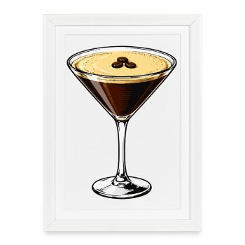 Dessin animé Espresso Martini - Affiche encadrée (27 × 37 cm) - blanc - Devant