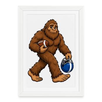 Football Bigfoot Sasquatch Bigfoot Drôle Bigfoot Soccer - Affiche encadrée (27 × 37 cm) - blanc - Devant
