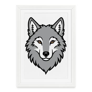Gray Wolf Head Wilderness Nature Animal - Framed poster (27 × 37 cm) - white - Front