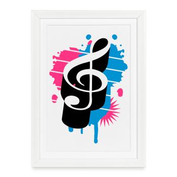 A clef as a graffiti - Framed poster (27 × 37 cm) - white - Front