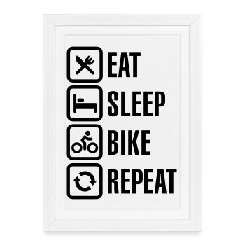 Mangez la répétition de vélo de sommeil - Affiche encadrée (27 × 37 cm) - blanc - Devant