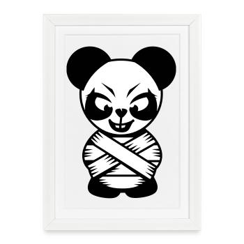 Panda bear with straitjacket and crazy eyes - Framed poster (27 × 37 cm) - white - Front