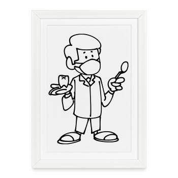Dentiste - Affiche encadrée (27 × 37 cm) - blanc - Devant