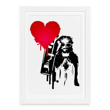 cool street art Jesus - with a lot of love - Framed poster (27 × 37 cm) - white - Front