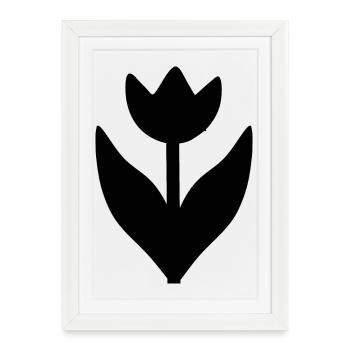 Fleur Fleurs Noires Fleur De Tulipe Fleur De Tulipe - Affiche encadrée (27 × 37 cm) - blanc - Devant