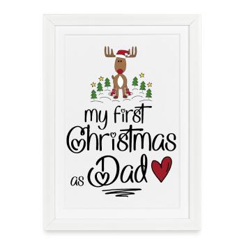 Mon premier Noël en tant que papa - Affiche encadrée (27 × 37 cm) - blanc - Devant