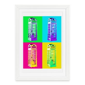 Multicolored Pop Art Phone Booth - Framed poster (27 × 37 cm) - white - Front