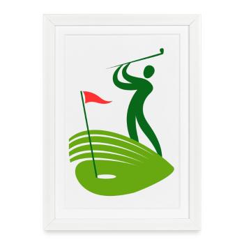 golf, fan de golf, golfeur, club de golf - Affiche encadrée (27 × 37 cm) - blanc - Devant