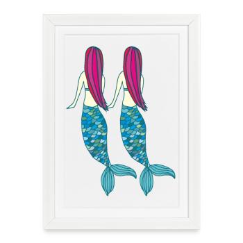 Double Sirène - Affiche encadrée (27 × 37 cm) - blanc - Devant