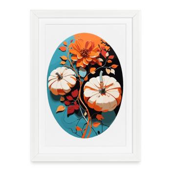 Pumpkin with flowers - Framed poster (27 × 37 cm) - white - Front