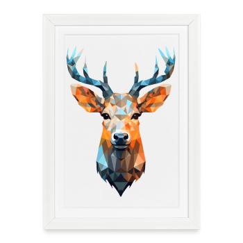 Chevreuil Chevreuil Chevreuil polygone Chevreuil Cerf - Affiche encadrée (27 × 37 cm) - blanc - Devant