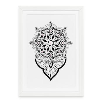 Mandala graphique dot work - Affiche encadrée (27 × 37 cm) - blanc - Devant