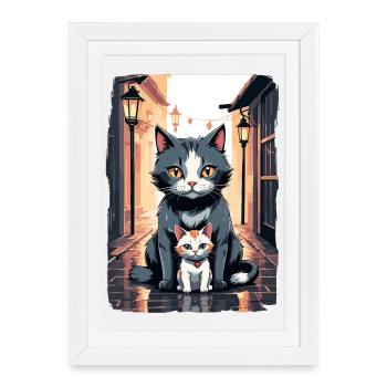 Cute Cats - Framed poster (27 × 37 cm) - white - Front