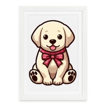 Mignon petit chien - Labrador - Affiche encadrée (27 × 37 cm) - blanc - Devant