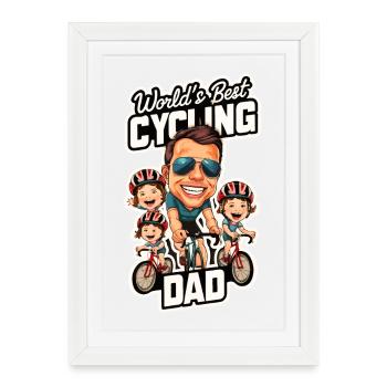 World's Best Cycling Dad Design - Framed poster (27 × 37 cm) - white - Front