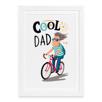 Cool Dad Cyclisme - Affiche encadrée (27 × 37 cm) - blanc - Devant