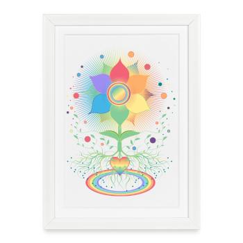 Flower with Root and Rainbow Symbol for Pride - Framed poster (27 × 37 cm) - white - Front