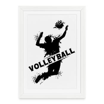 Volleyball explosion joueur beach volley logo - Affiche encadrée (27 × 37 cm) - blanc - Devant