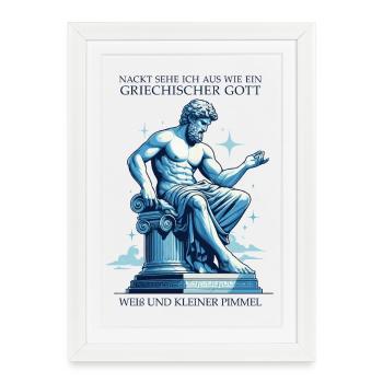 Dieu grec avec une petite bite - Affiche encadrée (27 × 37 cm) - blanc - Devant