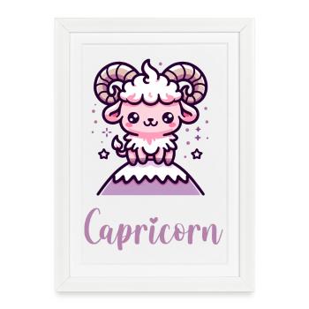 Mignon Capricorne Zodiaque Astrologie Cadeau - Affiche encadrée (27 × 37 cm) - blanc - Devant