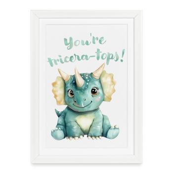 Triceratops Dinosaurier « Vous êtes des Tricera-tops ! » - Affiche encadrée (27 × 37 cm) - blanc - Devant