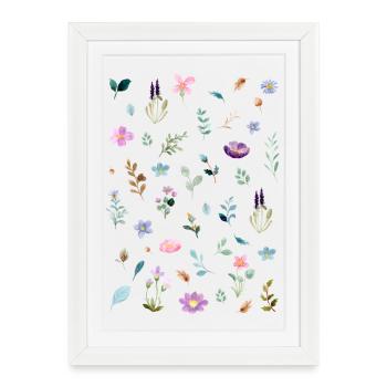 Watercolor Florals on Black - Framed poster (27 × 37 cm) - white - Front