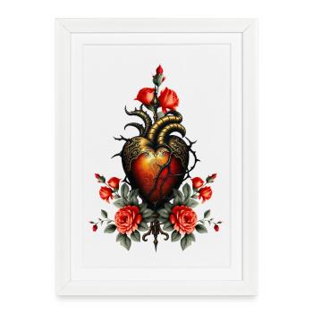L’élégance gothique du cœur - Affiche encadrée (27 × 37 cm) - blanc - Devant