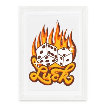 Luck – Fiery Cube Lucky Design - Framed poster (27 × 37 cm) - white - Front