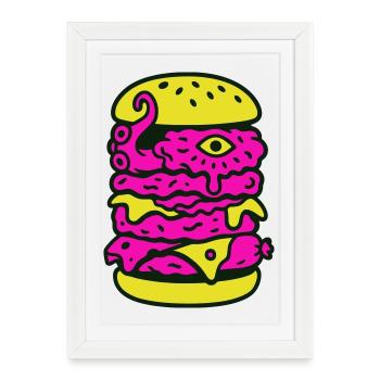 Monster Burger dans le style Pop Art - Affiche encadrée (27 × 37 cm) - blanc - Devant