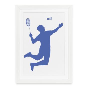 Minimalist Badminton Silhouette Design - Framed poster (27 × 37 cm) - white - Front