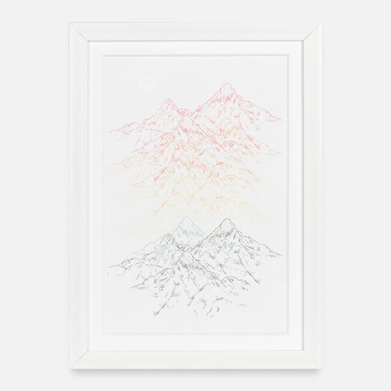 Vivid Mountain Range Illustration - Framed poster (27 × 37 cm) - white