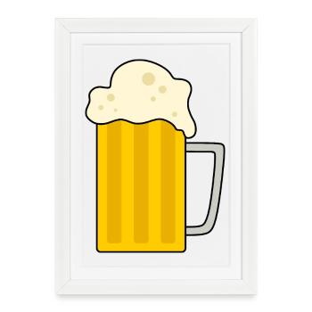 Illustration de chope de bière mousseuse - Affiche encadrée (27 × 37 cm) - blanc - Devant