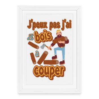 Humour bois et coupeur de bois cartoon - Affiche encadrée (27 × 37 cm) - blanc - Devant