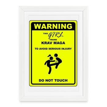 Avertissement! Cette fille fait du Krav Maga - Affiche encadrée (27 × 37 cm) - blanc - Devant