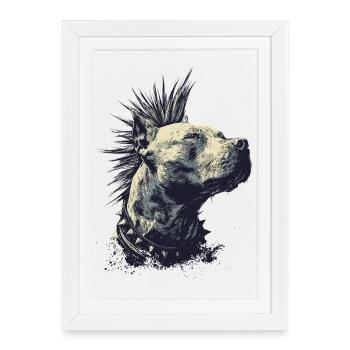 American Staffordshire Terrier Punk Rock - Affiche encadrée (27 × 37 cm) - blanc - Devant