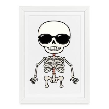 Skeleton with sunglasses and style - Framed poster (27 × 37 cm) - white - Front