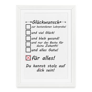 Passed Teaching Sample Teaching Sample Congratulations - Framed poster (27 × 37 cm) - white - Front