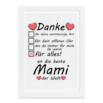 Maman Maman au meilleur du monde Dites merci - Affiche encadrée (27 × 37 cm) - blanc - Devant