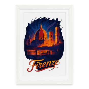 Florence Florence Ville Italie Silhouette Cadeau - Affiche encadrée (27 × 37 cm) - blanc - Devant