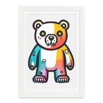 Ours polaire Halloween bande dessinée drôle - Affiche encadrée (27 × 37 cm) - blanc - Devant
