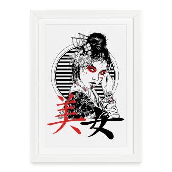 Black and Red Floral Beauty - Framed poster (27 × 37 cm) - white - Front