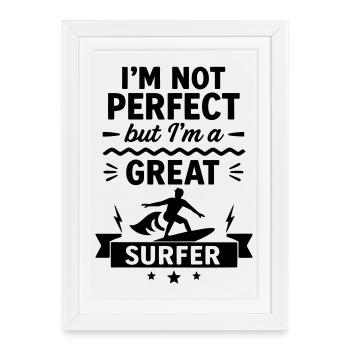 Super Surfer Wave Sea - Framed poster (27 × 37 cm) - white - Front