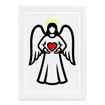 Ange-Couple-avec-Pictogramme-Coeur-2 - Affiche encadrée (27 × 37 cm) - blanc - Devant