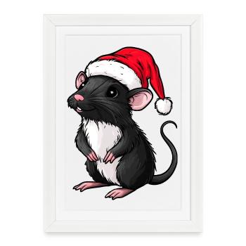 Christmas Rat - Framed poster (27 × 37 cm) - white - Front
