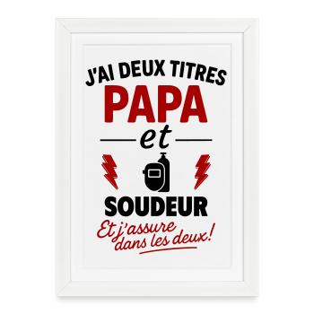 Papa Soudeur cadeau fête des pères Noël - Affiche encadrée (27 × 37 cm) - blanc - Devant