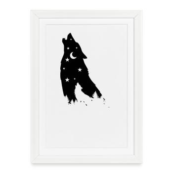 Loup étoilé  - Affiche encadrée (27 × 37 cm) - blanc - Devant