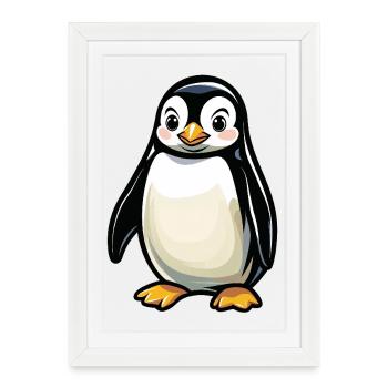 Cuddly Penguin Cartoon - Framed poster (27 × 37 cm) - white - Front